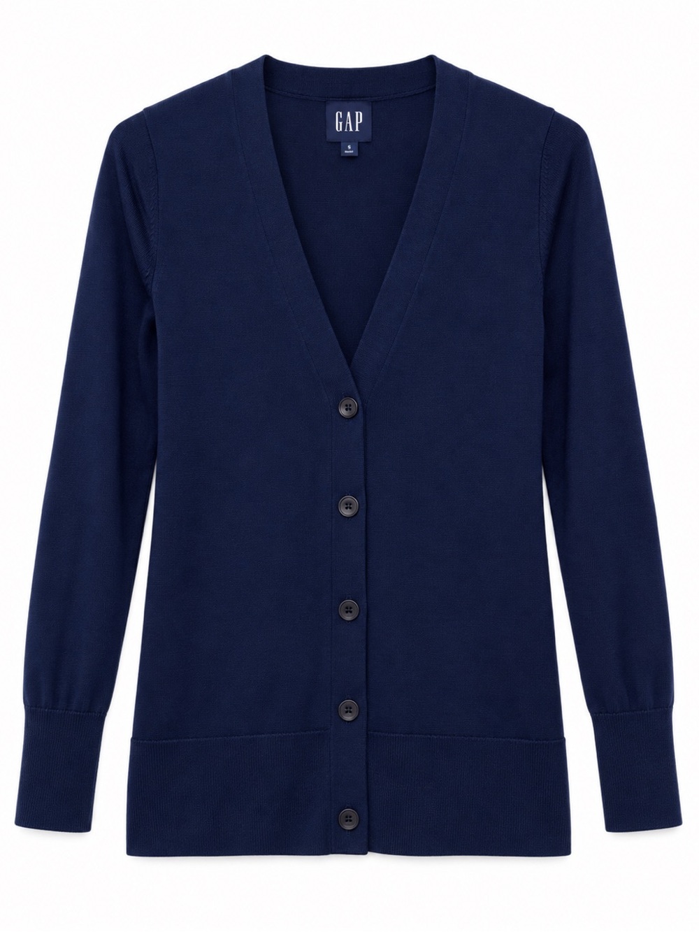 GAP Women's 100% Merino Wool Cardigan XS Navy V-Neck Button Front Extra Fine